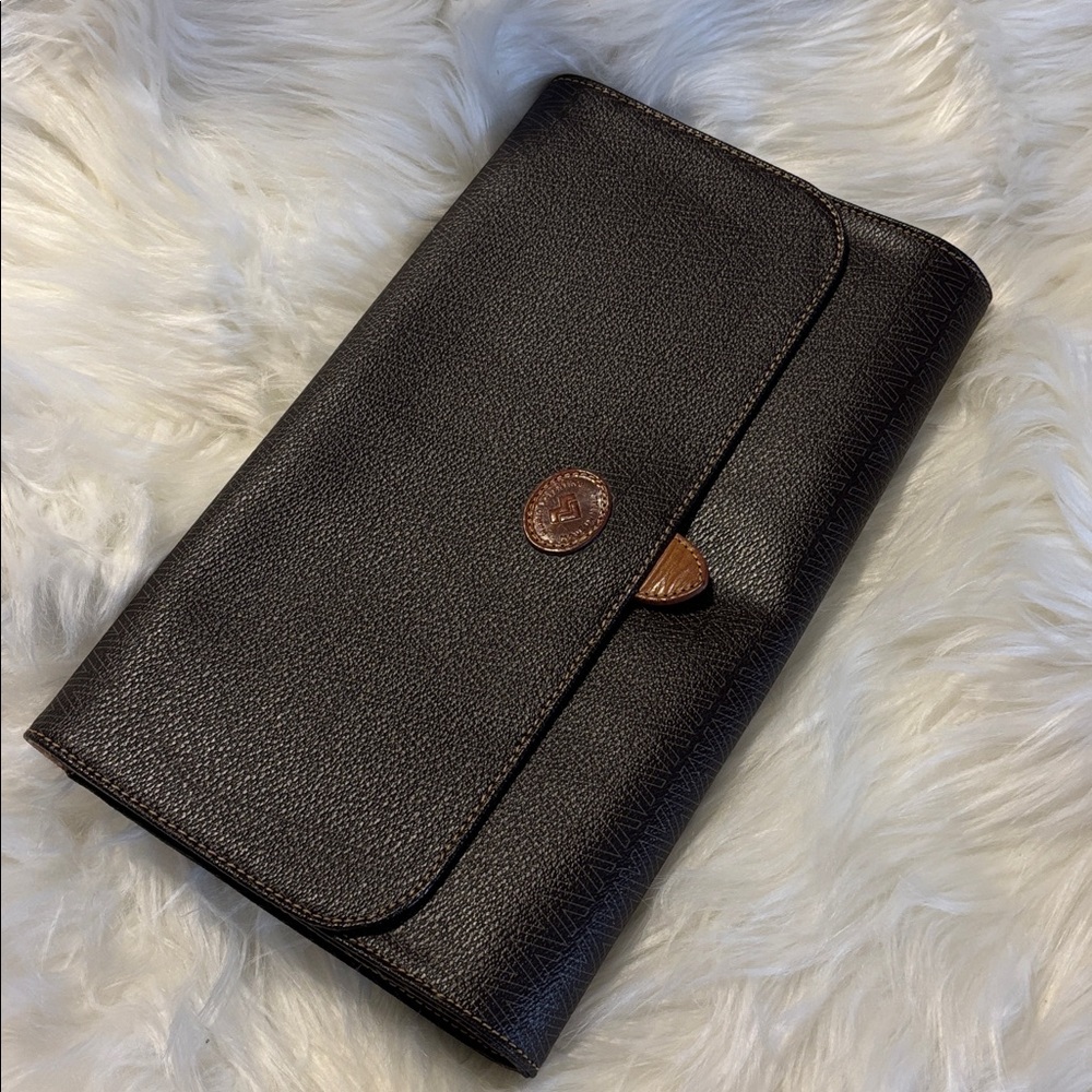 Authentic Mario Valentino Vintage Brown Leather Clutch Bag